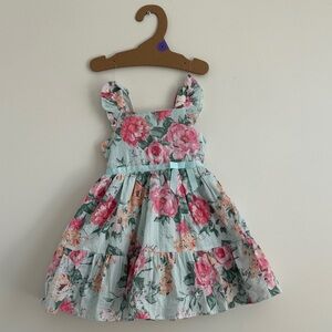 Zunie Floral Dress in Pink and Green